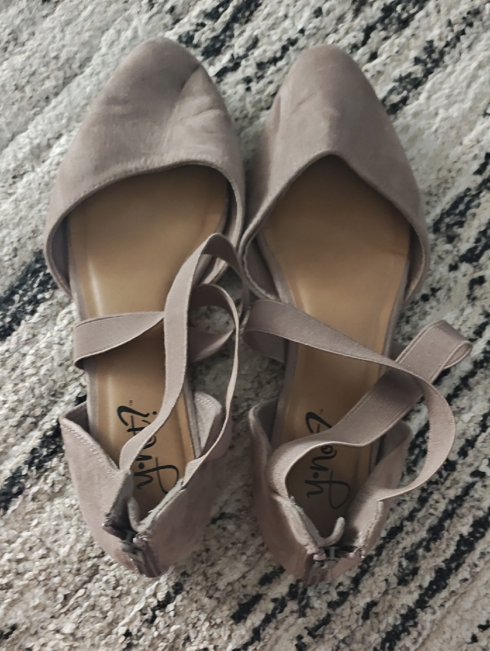 Women's Pointed Taupe Ankle-Tie Flats